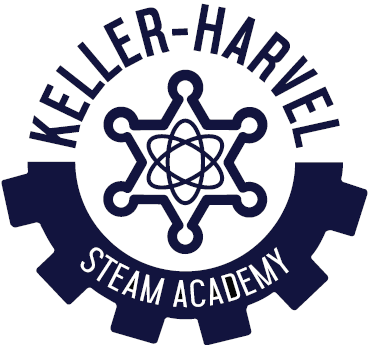 Keller-Harvel STEAM Academy logo: cog with sheriff star in center 